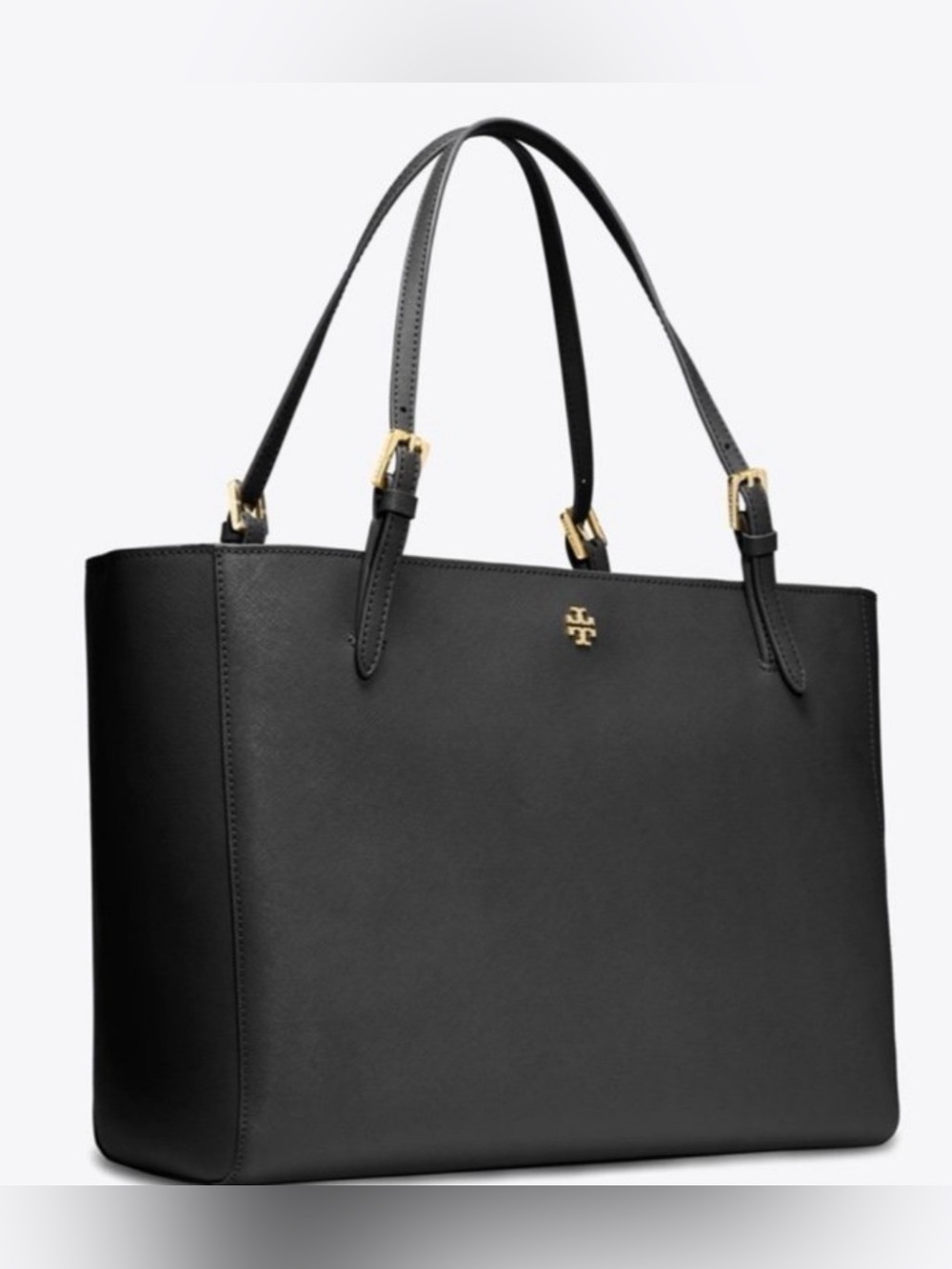 Tory Burch black saffiano small leather tote bag